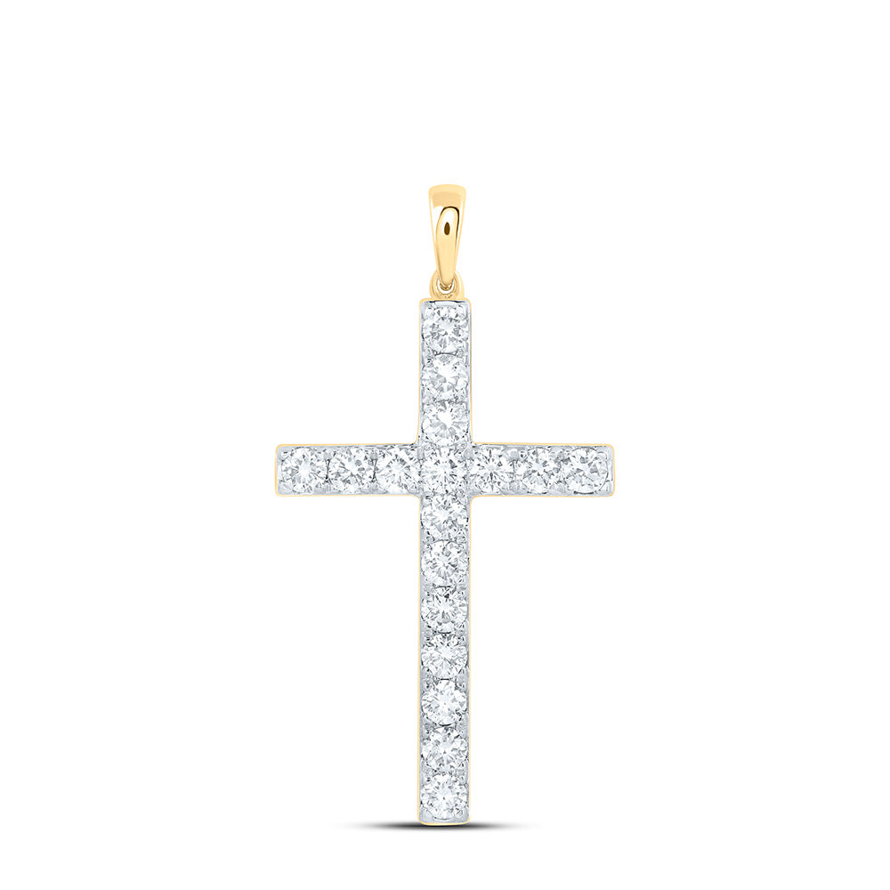 10K Yellow Or White Gold 1 3/8 Cttw Lab Grown Diamond Cross Charm Pendant