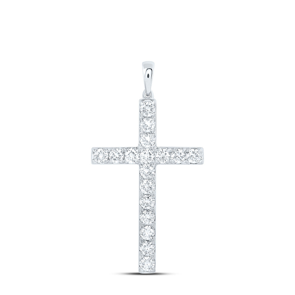 10K Yellow Or White Gold 1 3/8 Cttw Lab Grown Diamond Cross Charm Pendant