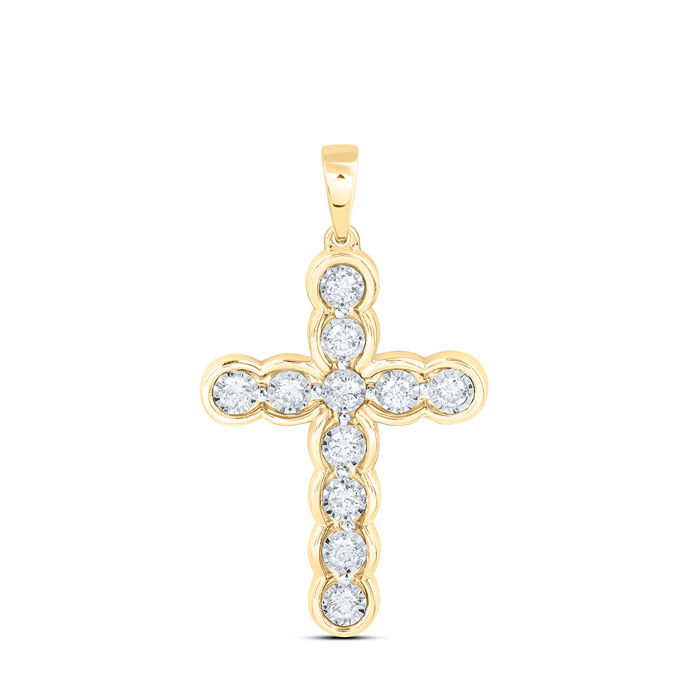 Sterling Silver 1/4 Cttw Lab Grown Diamond Cross Charm Pendant