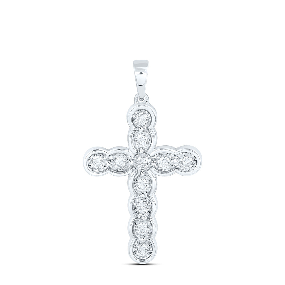 Sterling Silver 1/4 Cttw Lab Grown Diamond Cross Charm Pendant
