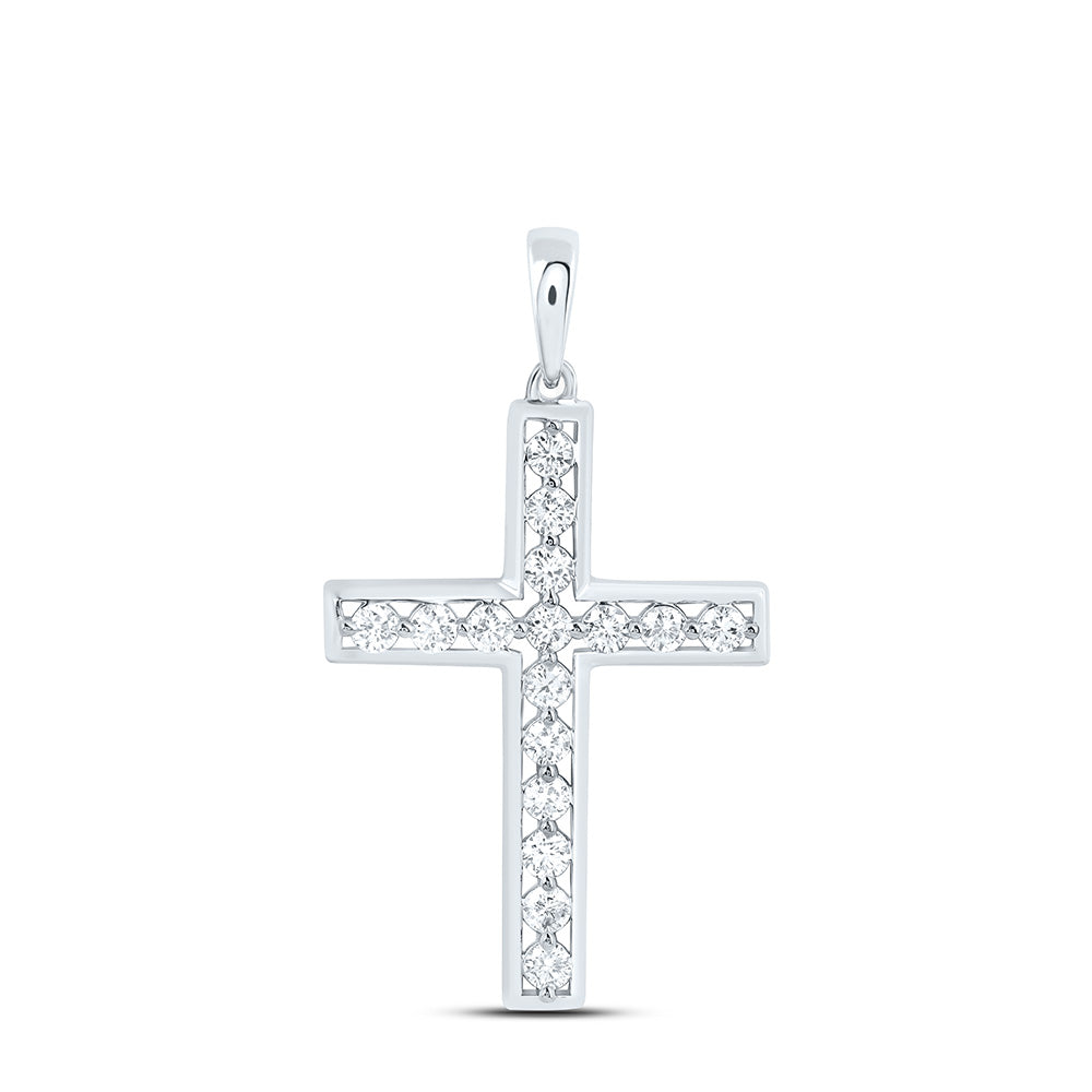 Sterling Silver 3/8 Cttw Lab Grown Diamond Cross Charm Pendant