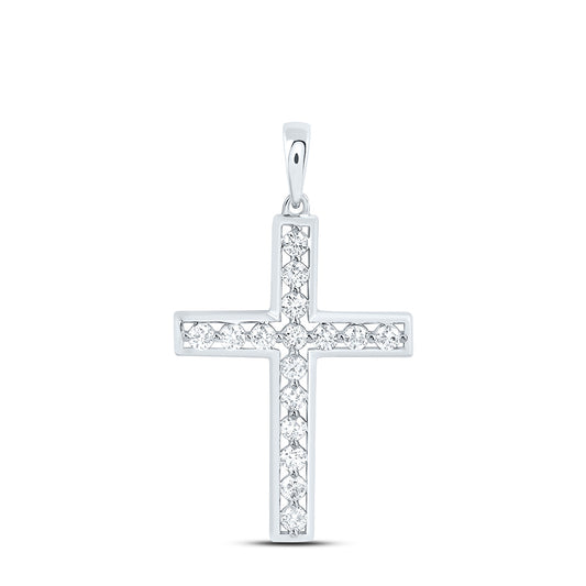 Sterling Silver 3/8 Cttw Lab Grown Diamond Cross Charm Pendant