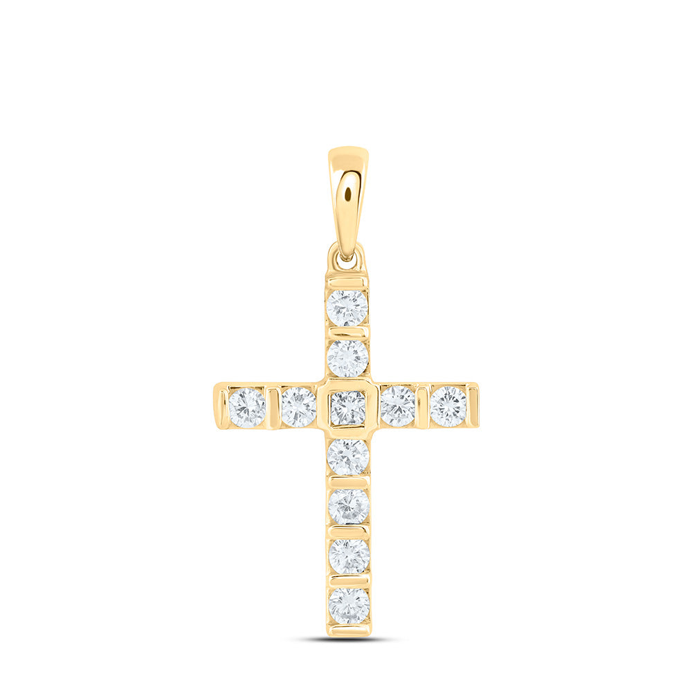 10K Yellow Or White Gold 1/2 Cttw Lab Grown Diamond Cross Charm Pendant