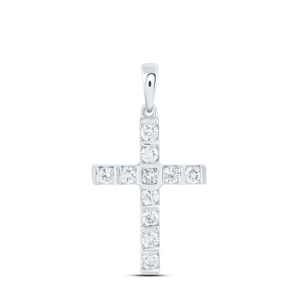 10K Yellow Or White Gold 1/2 Cttw Lab Grown Diamond Cross Charm Pendant