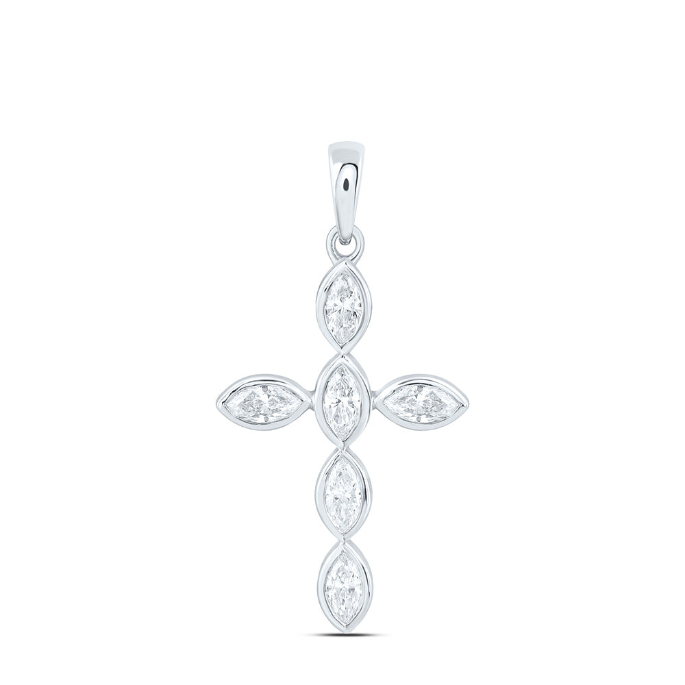 10K Yellow Or White Gold 1/2 Cttw Lab Grown Diamond Bezel Cross Charm Pendant
