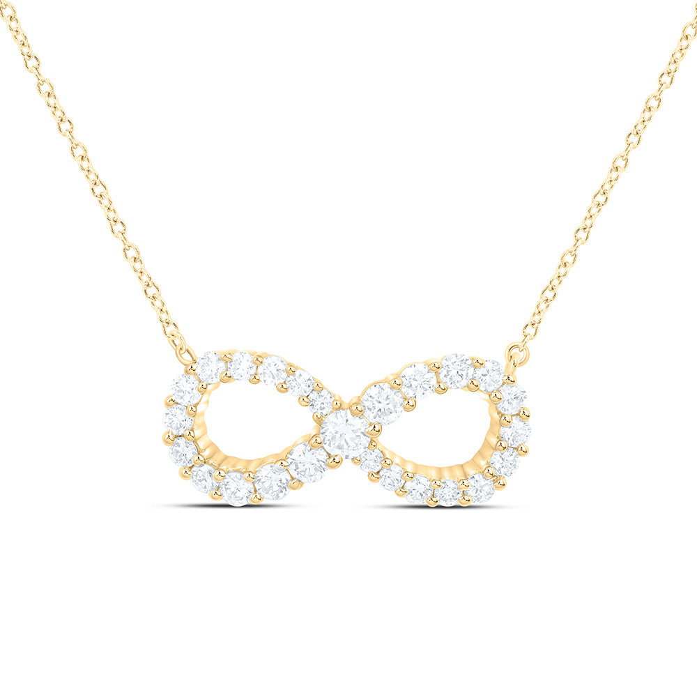 10K Yellow Or White Gold 3/4 Cttw Lab Grown Diamond Infinity Chain Necklace (18 Inch)