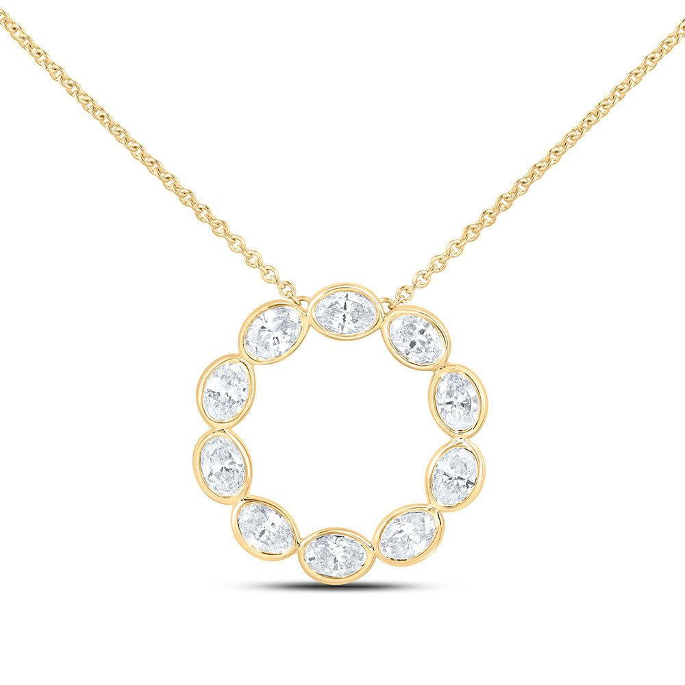 10K Yellow Or White Gold 1 Cttw Lab Grown Diamond Oval Chain Necklace (18 Inch)