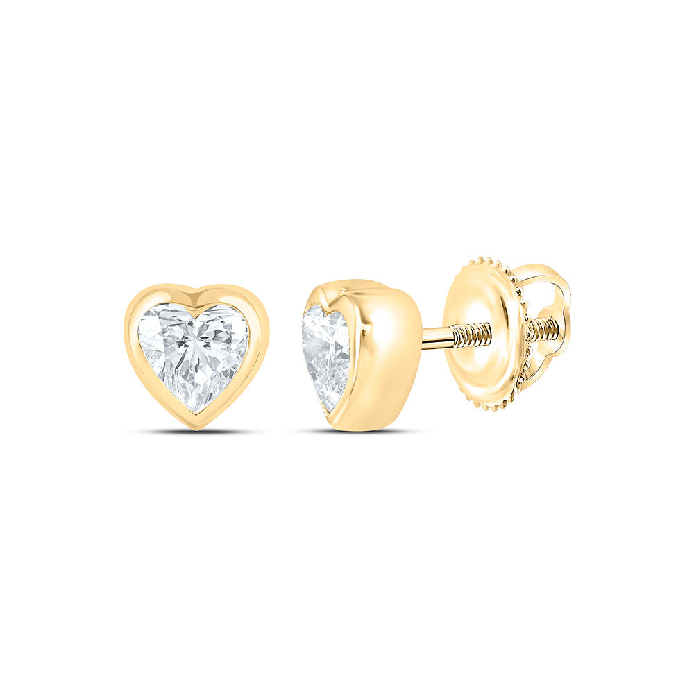 10K Yellow Or White Gold 1/2 Cttw Lab Grown Diamond Heart Bezel Solitaire Stud Earring