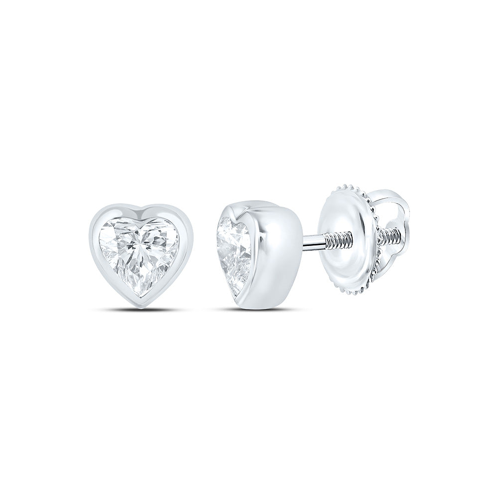 10K Yellow Or White Gold 1/2 Cttw Lab Grown Diamond Heart Bezel Solitaire Stud Earring