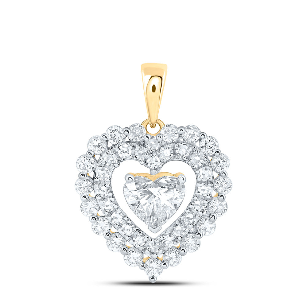 10K Yellow Or White Gold 1 Cttw Lab Grown Diamond Fashion Heart Pendant