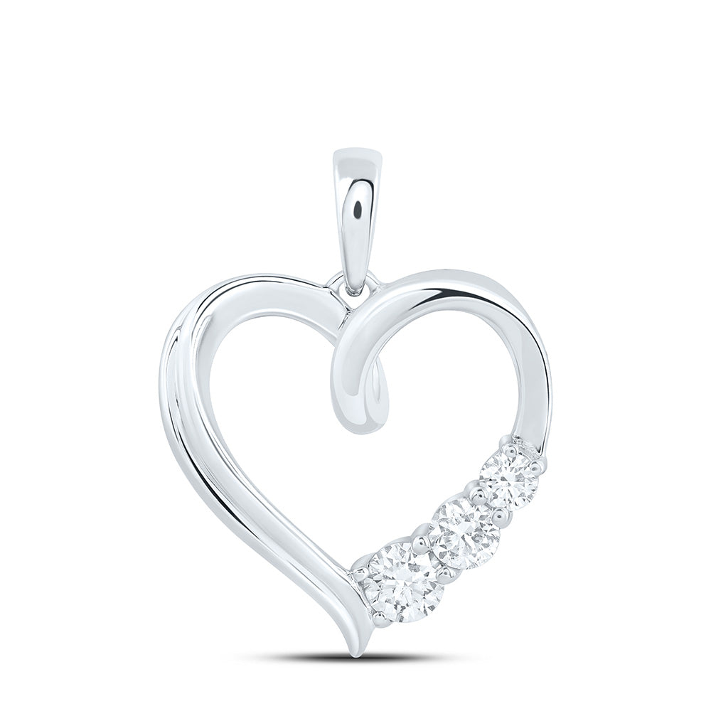 Sterling Silver 1/3 Cttw Lab Grown Diamond Heart Charm Pendant