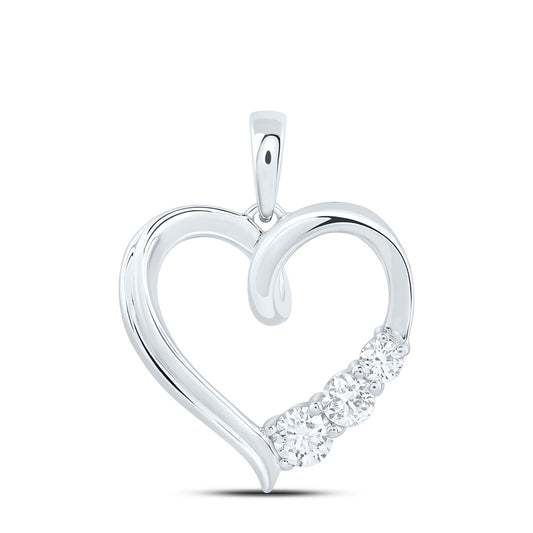 Sterling Silver 1/3 Cttw Lab Grown Diamond Heart Charm Pendant