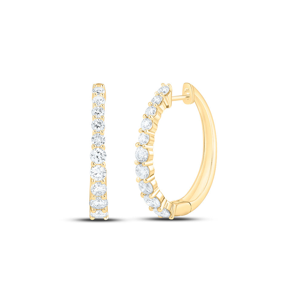 14K Yellow Or White Gold 2 Cttw Lab Grown Diamond Hoop Earring