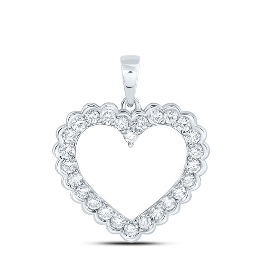 Sterling Silver 1/2 Cttw Lab Grown Diamond Heart Charm Pendant