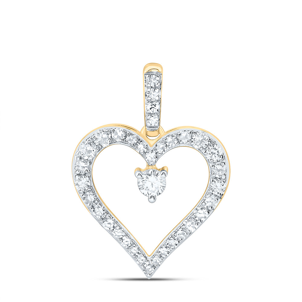 10K Yellow Or White Gold 1/2 Cttw Lab Grown Diamond Fashion Heart Pendant