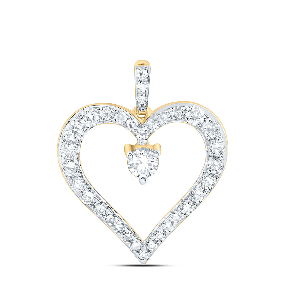10K Yellow Or White Gold 1 Cttw Lab Grown Diamond Fashion Heart Pendant