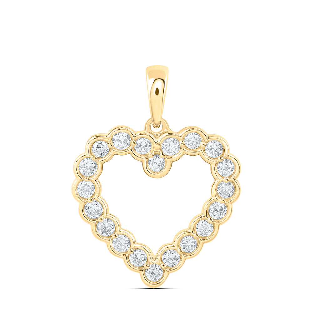 10K Yellow Or White Gold 3/8 Cttw Lab Grown Diamond Heart Bezel Solitaire Stud Charm Pendant