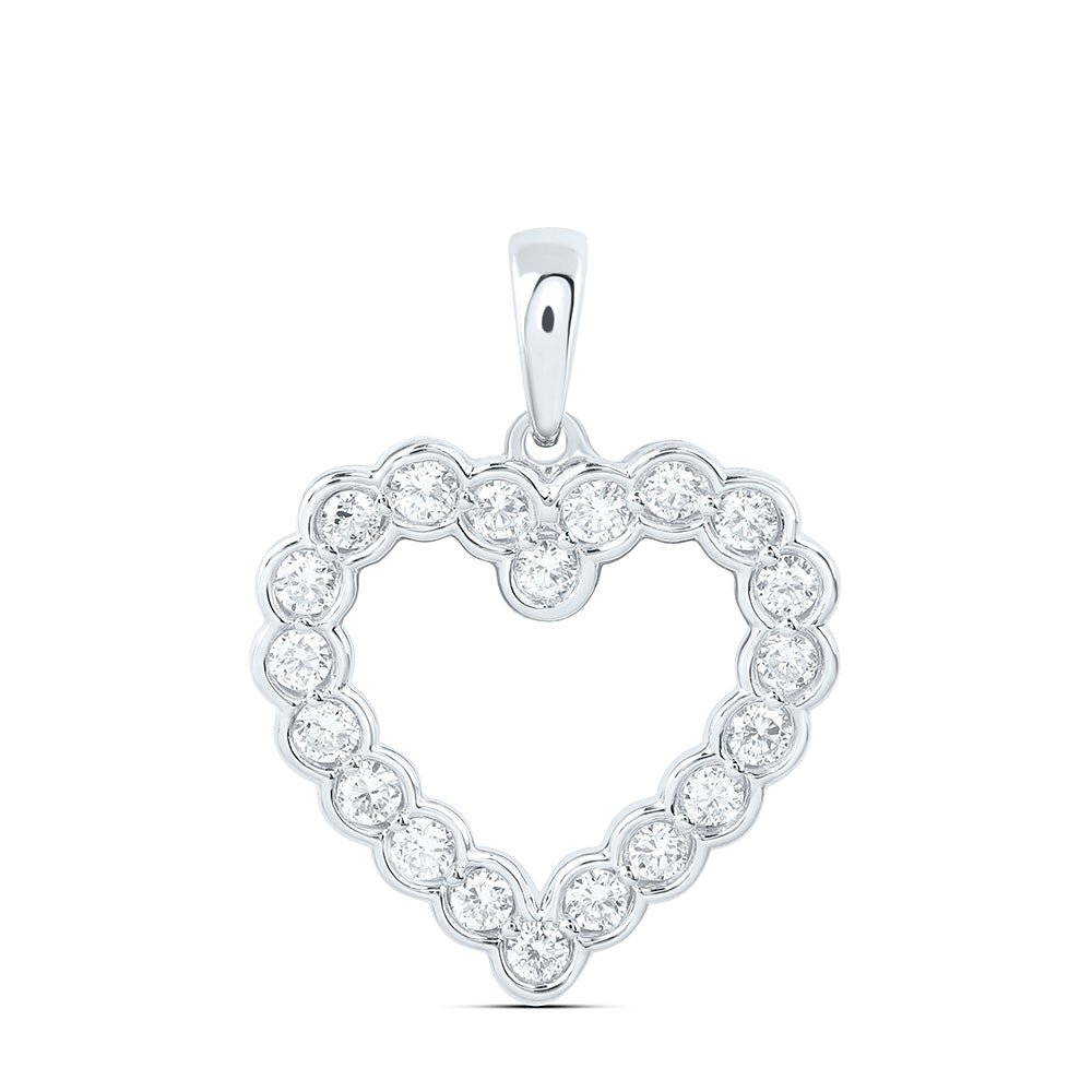 10K Yellow Or White Gold 3/8 Cttw Lab Grown Diamond Heart Bezel Solitaire Stud Charm Pendant