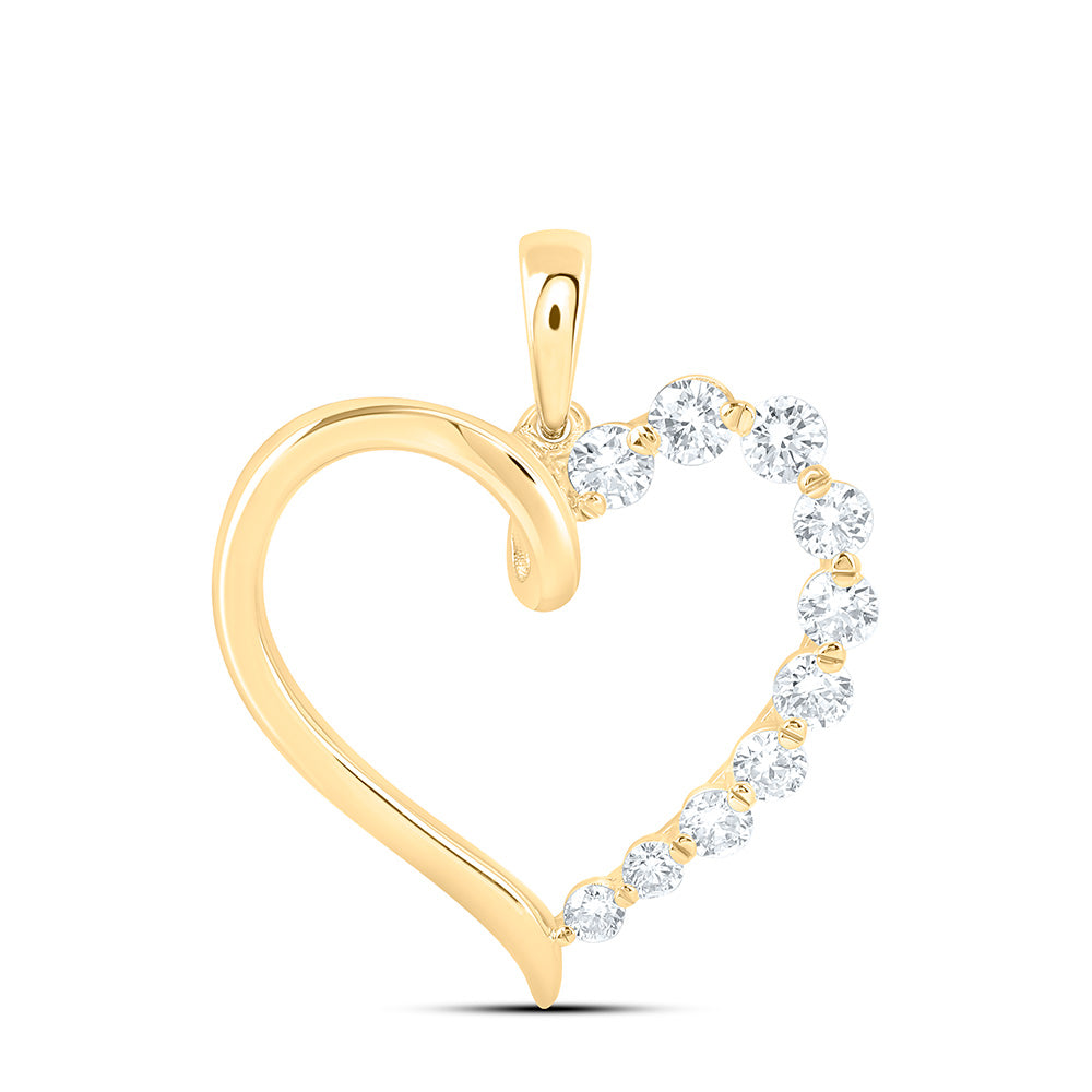 10K Yellow Or White Gold 1/2 Cttw Lab Grown Diamond Heart Charm Pendant