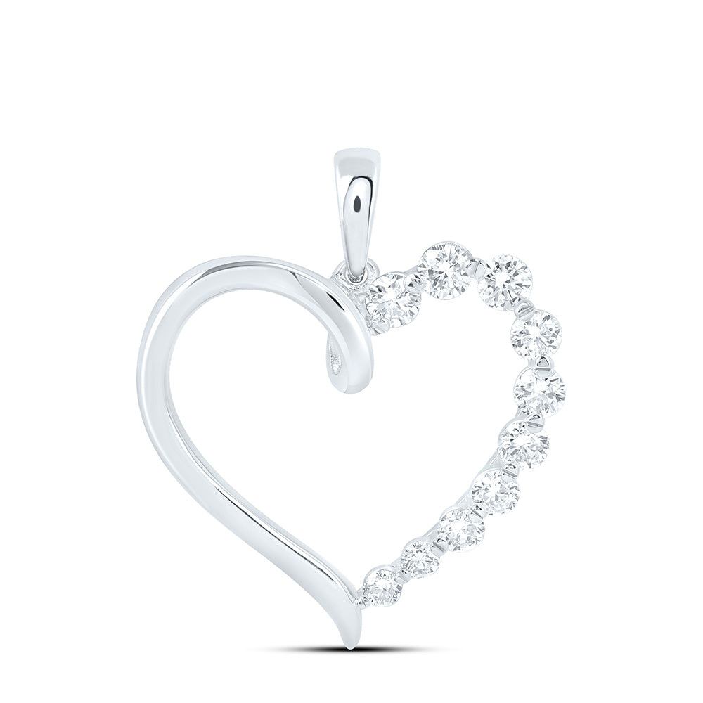 10K Yellow Or White Gold 1/2 Cttw Lab Grown Diamond Heart Charm Pendant