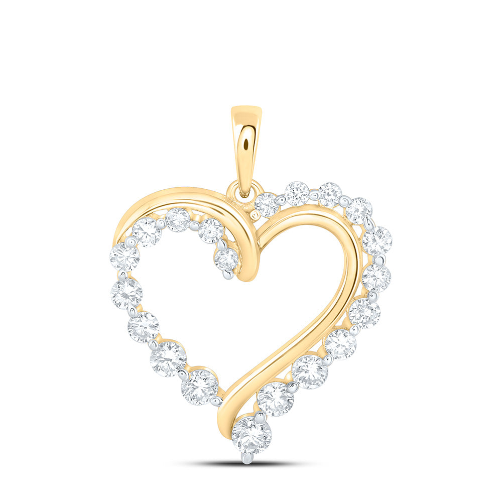 10K Yellow Or White Gold 3/4 Cttw Lab Grown Diamond Fashion Heart Pendant