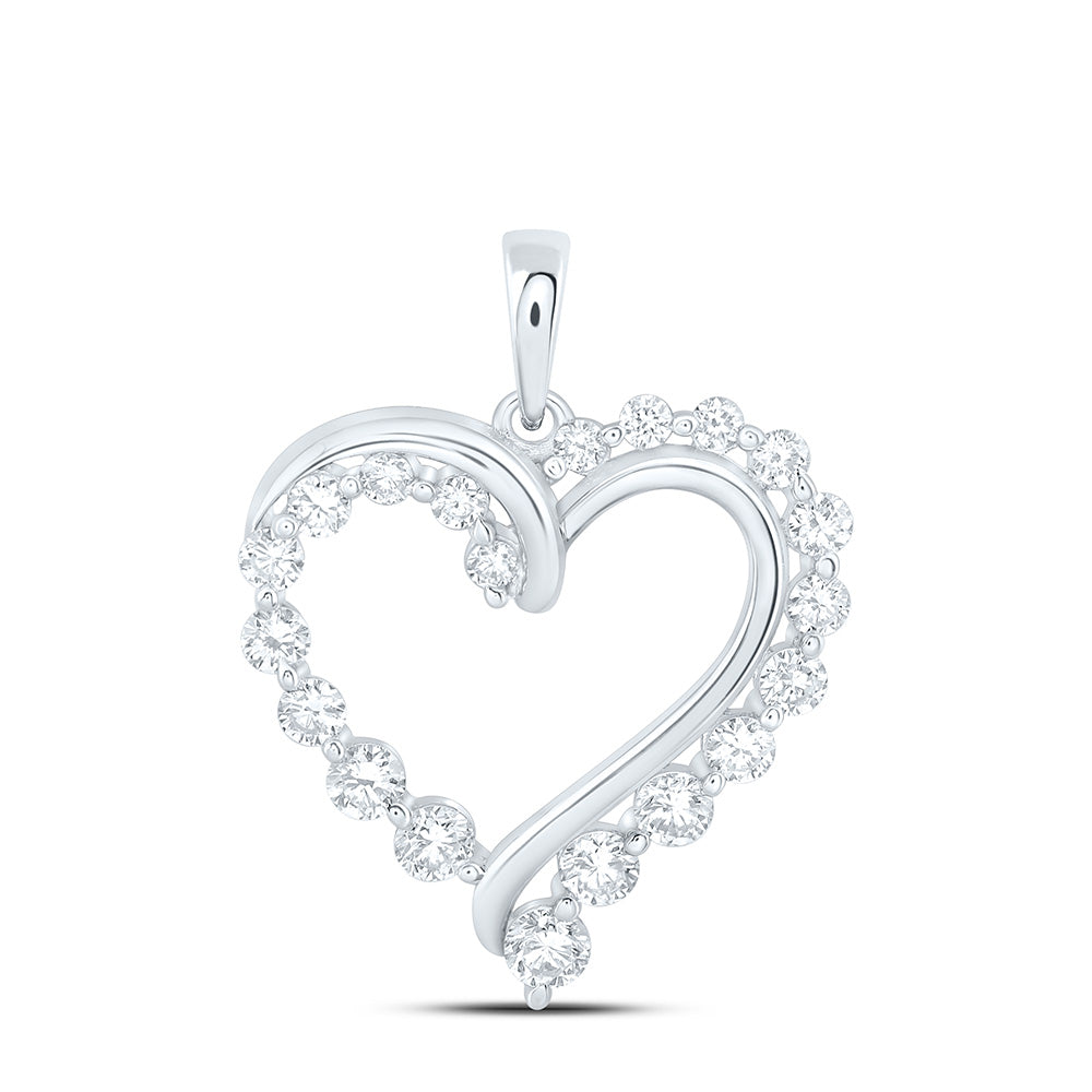 10K Yellow Or White Gold 3/4 Cttw Lab Grown Diamond Fashion Heart Pendant