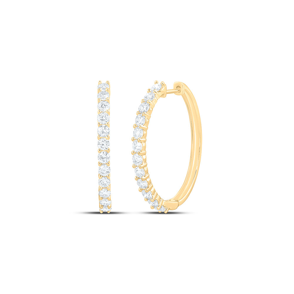 10K Yellow Or White Gold 2 Cttw Lab Grown Diamond Hoop Earring