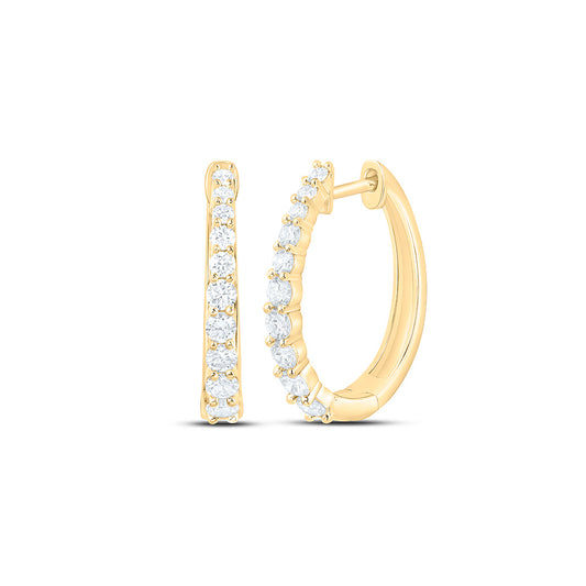 Sterling Silver Yellow Tone 1 Cttw Lab Grown Diamond Hoop Earring