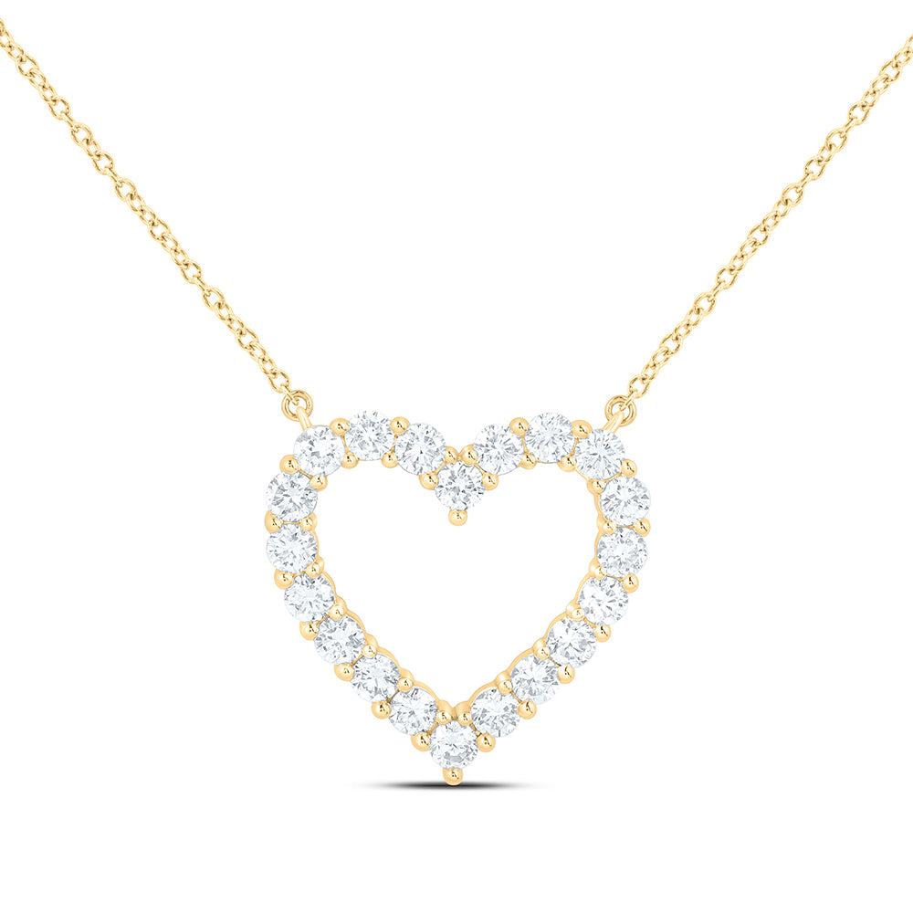 10K Yellow Or White Gold 1 Cttw Lab Grown Diamond Heart Chain Necklace (18 Inch)