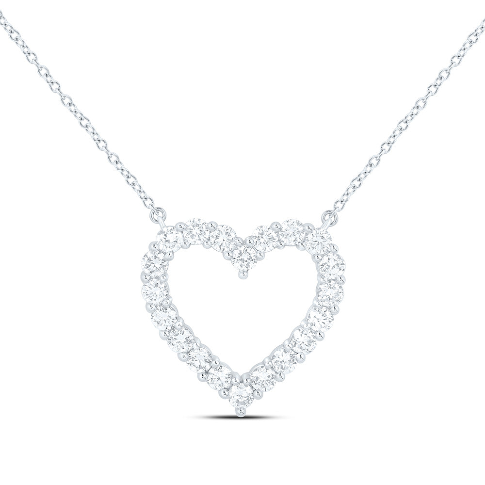 10K Yellow Or White Gold 1 Cttw Lab Grown Diamond Heart Chain Necklace (18 Inch)
