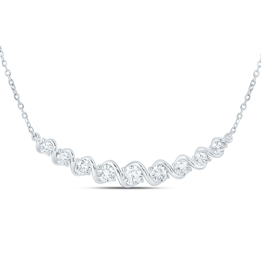 Sterling Silver 1 Cttw Lab Grown Diamond Chain Necklace