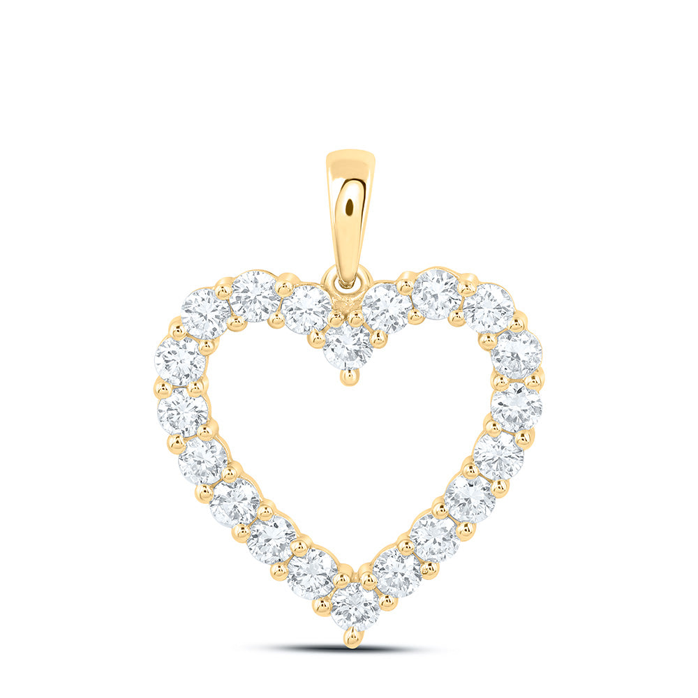 10K Yellow Or White Gold 1/2 Cttw Lab Grown Diamond Heart Charm Pendant