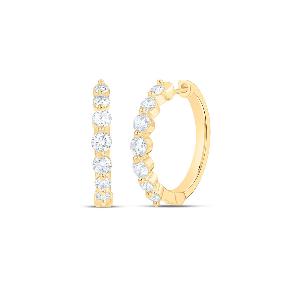 14K Yellow Or White Gold 1 1/2 Cttw Lab Grown Diamond Hoop Earring