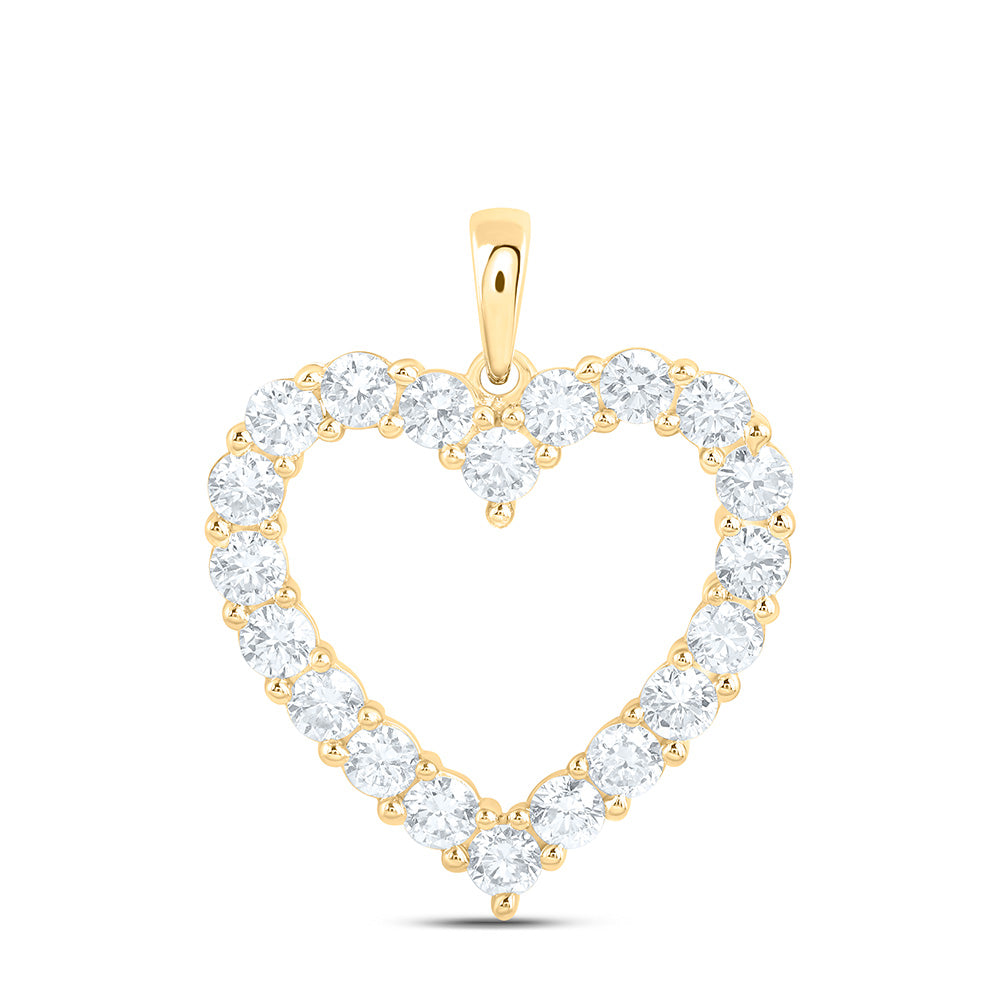 10K Yellow Or White Gold 1 1/2 Cttw Lab Grown Diamond Heart Charm Pendant