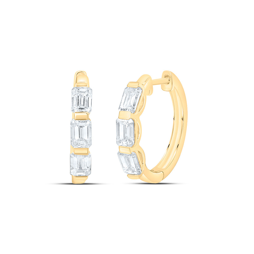 10K Yellow Or White Gold Cttw Lab Grown Diamond Emerald Hoop Earring