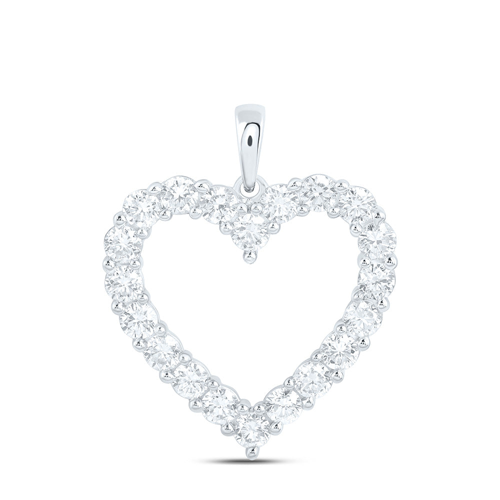 10K Yellow Or White Gold 1 1/2 Cttw Lab Grown Diamond Heart Charm Pendant
