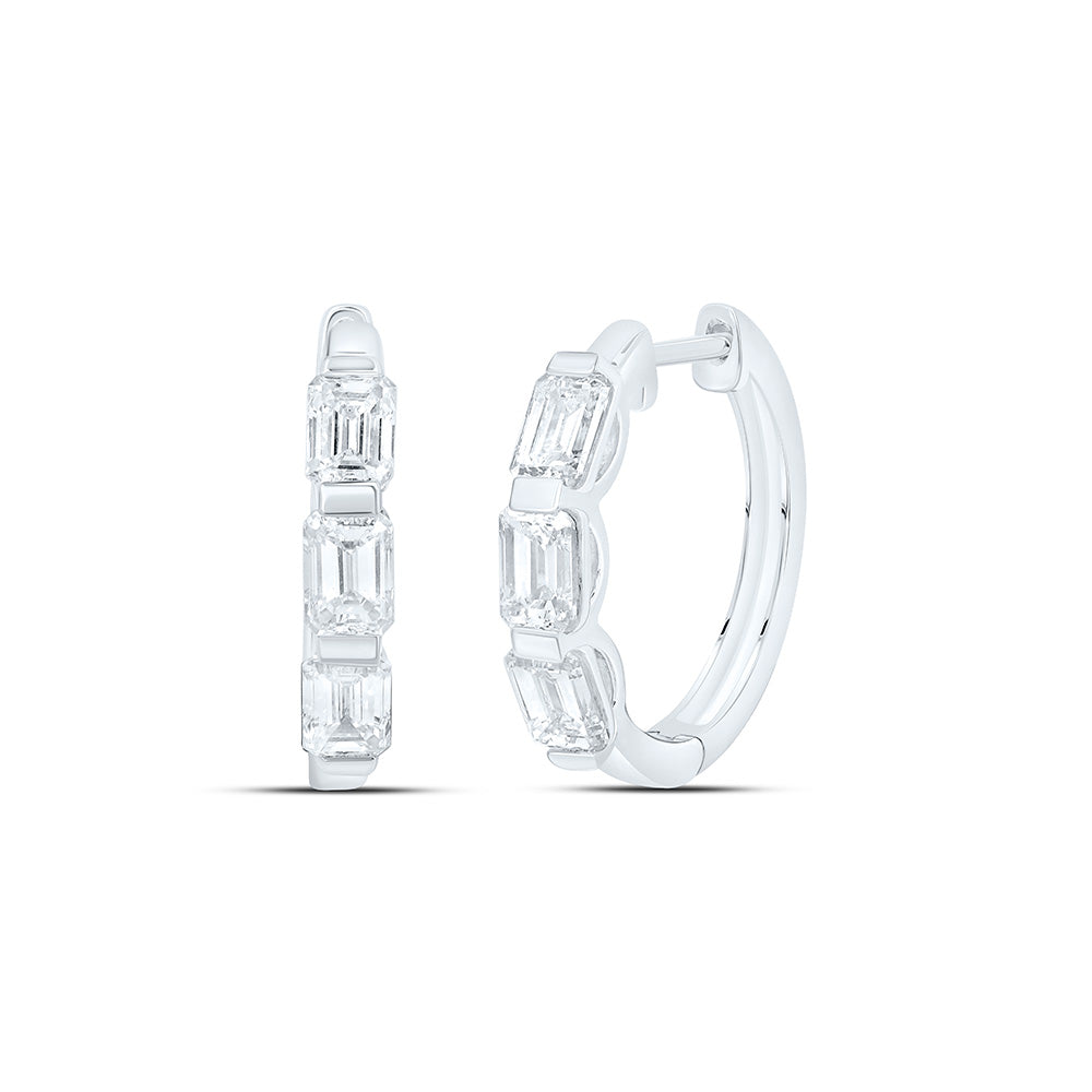 10K Yellow Or White Gold Cttw Lab Grown Diamond Emerald Hoop Earring