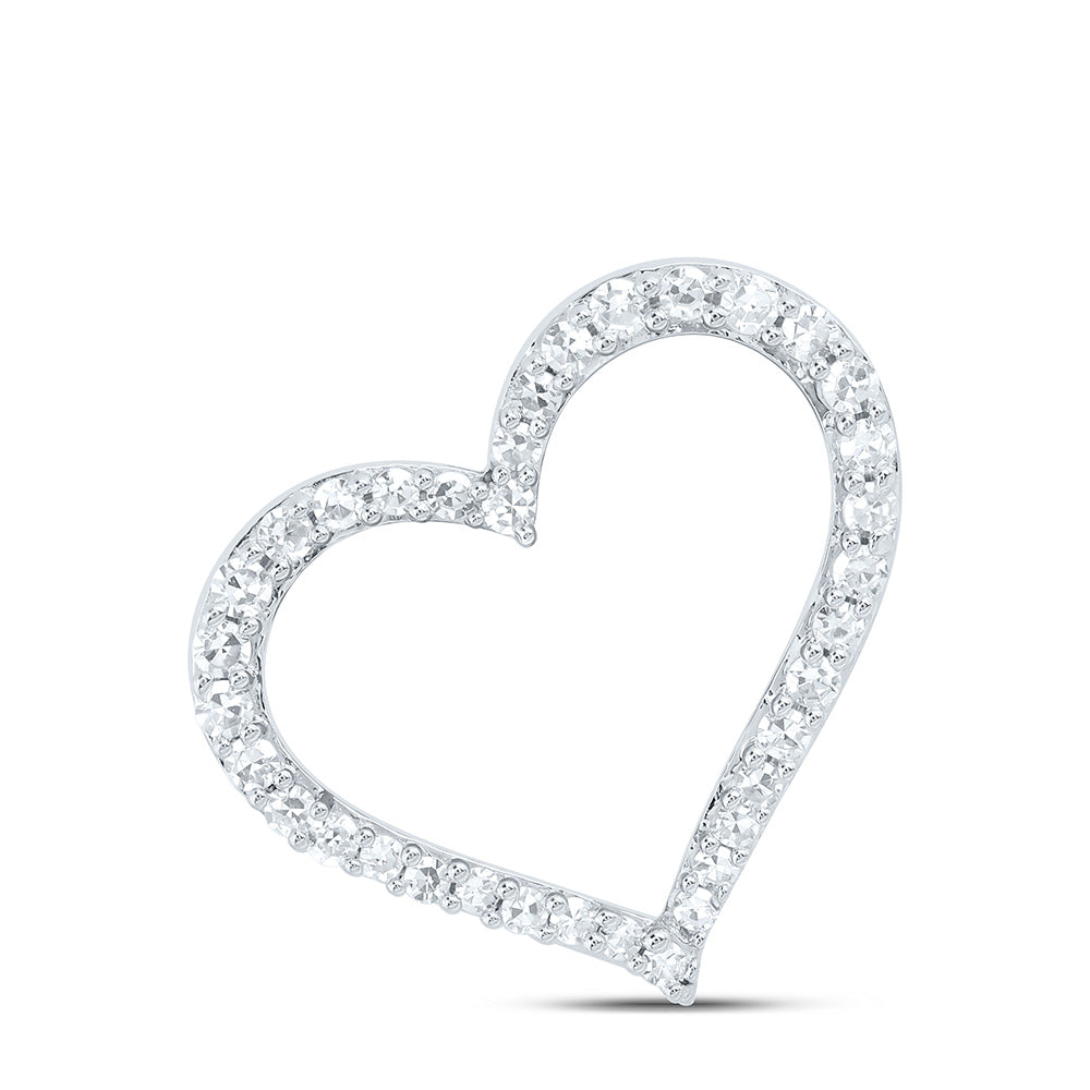 Sterling Silver 1/4 Cttw Lab Grown Diamond Heart Charm Pendant