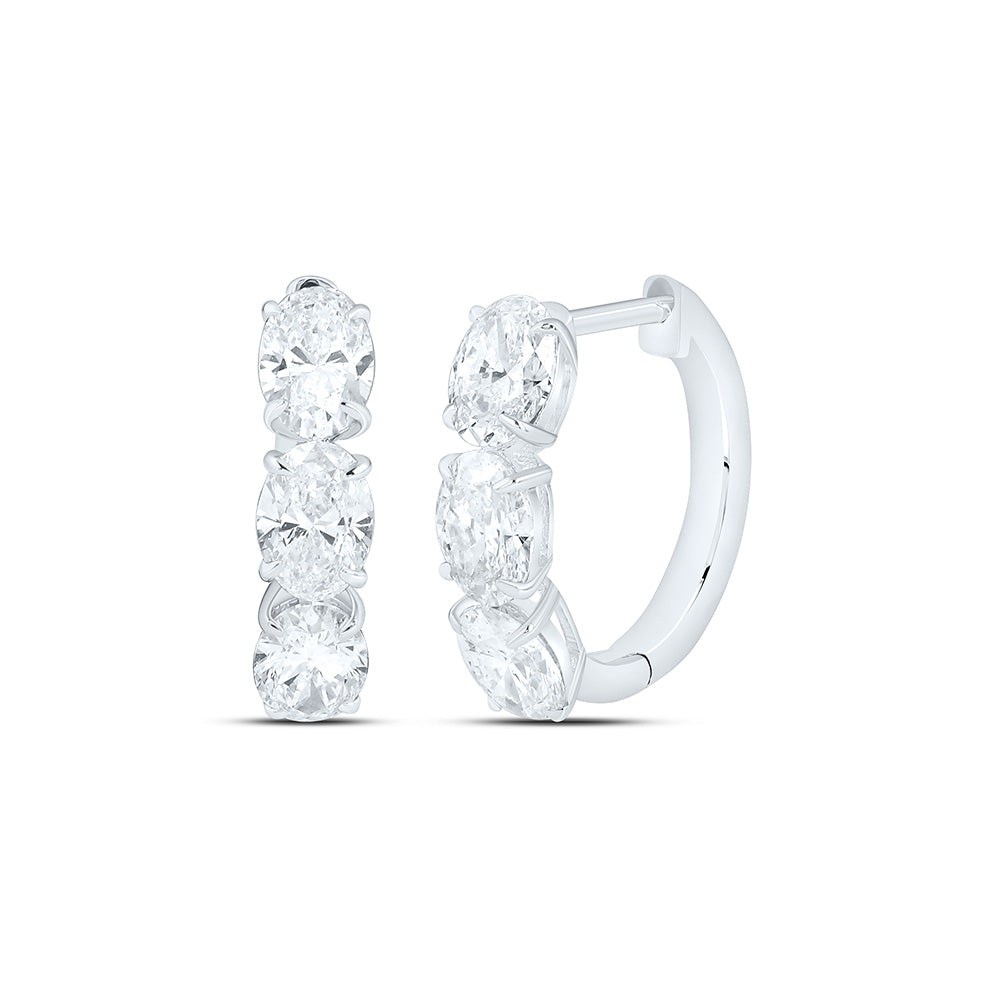 10K Yellow Or White Gold 2 Cttw Lab Grown Diamond Oval Hoop Earring