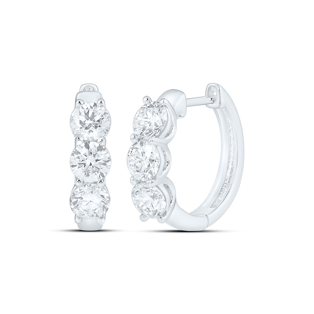 10K Yellow Or White Gold 2 Cttw Lab Grown Diamond Round Hoop Earring