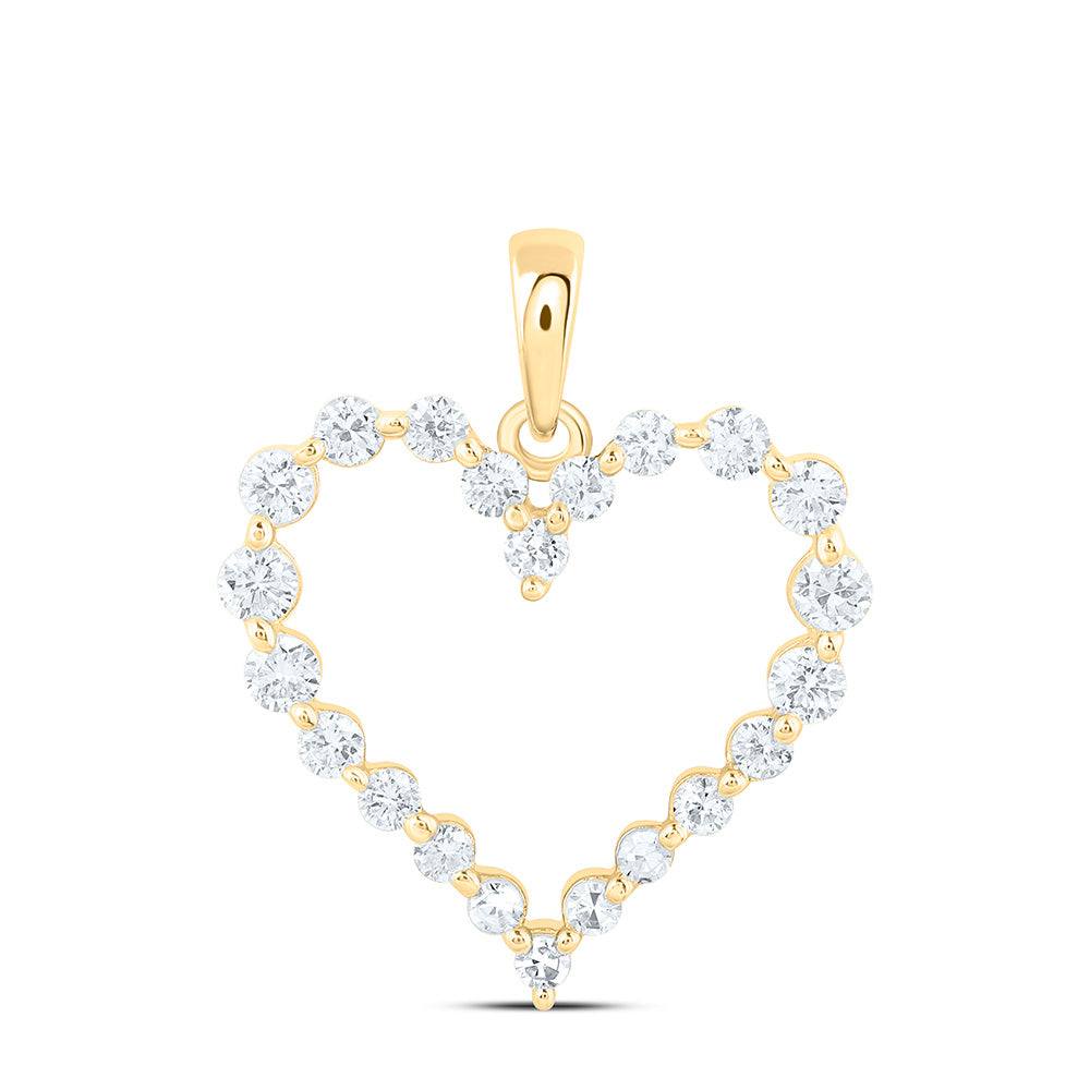 10K Yellow Or White Gold 1/2 Cttw Lab Grown Diamond Heart Charm Pendant