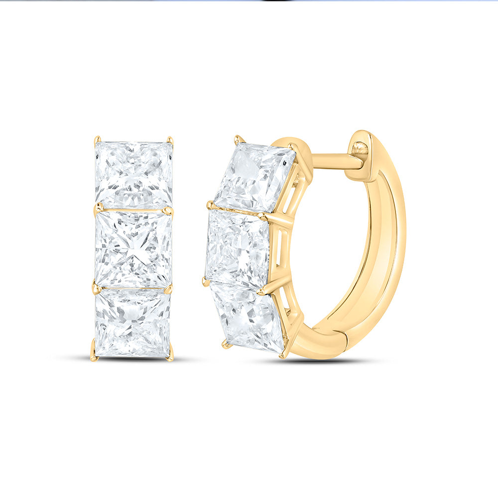 10K Yellow Or White Gold 3 Cttw Lab Grown Diamond Princess Hoop Earring
