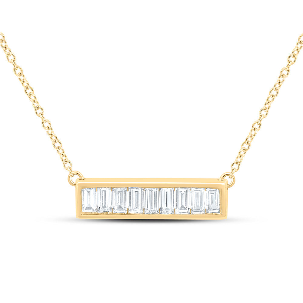 10K Yellow Or White Gold 3/8 Cttw Lab Grown Diamond Baguette Chain Necklace (18 Inch)