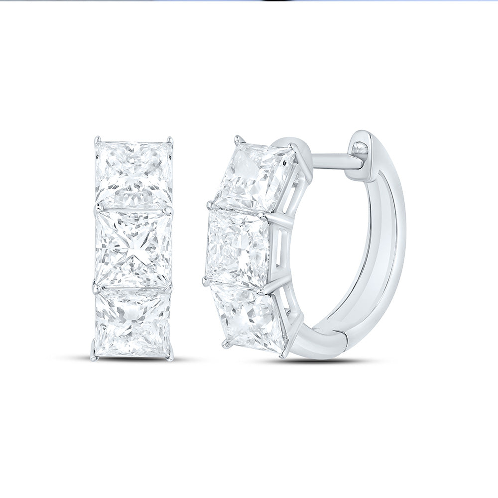 10K Yellow Or White Gold 3 Cttw Lab Grown Diamond Princess Hoop Earring