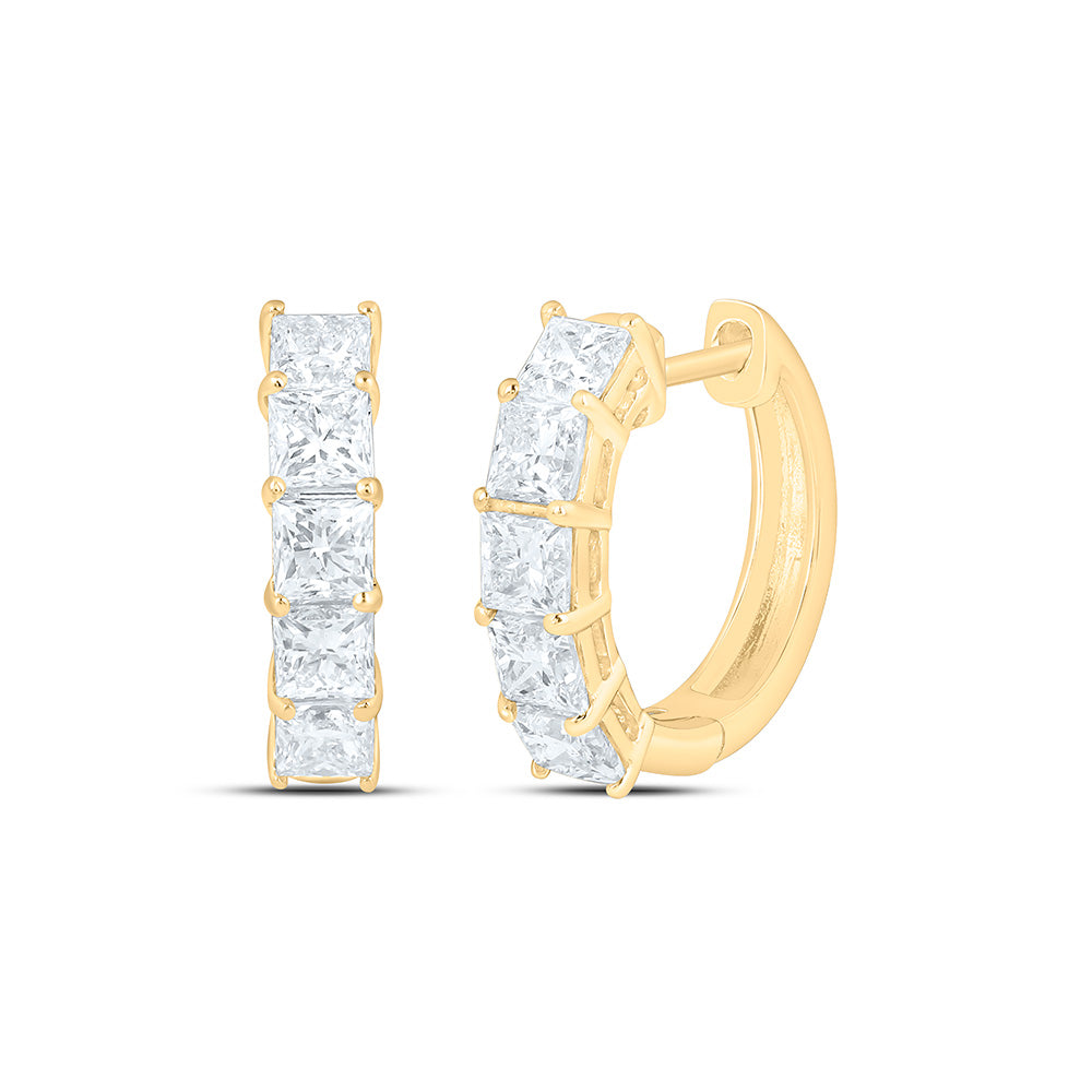 14K Yellow Or White Gold 2 Cttw Lab Grown Diamond Princess Hoop Earring