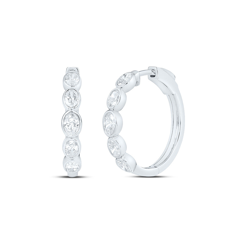 14K Yellow Or White Gold 2 Cttw Lab Grown Diamond Oval Hoop Earring