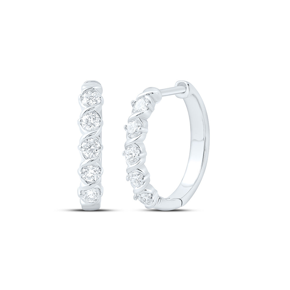 Sterling Silver 1 Cttw Lab Grown Diamond Hoop Earring