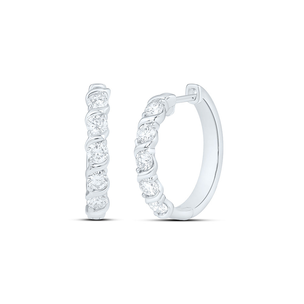 Sterling Silver 1 Cttw Lab Grown Diamond Hoop Earring