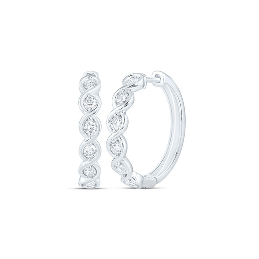 Sterling Silver 1 Cttw Lab Grown Diamond Hoop Earring