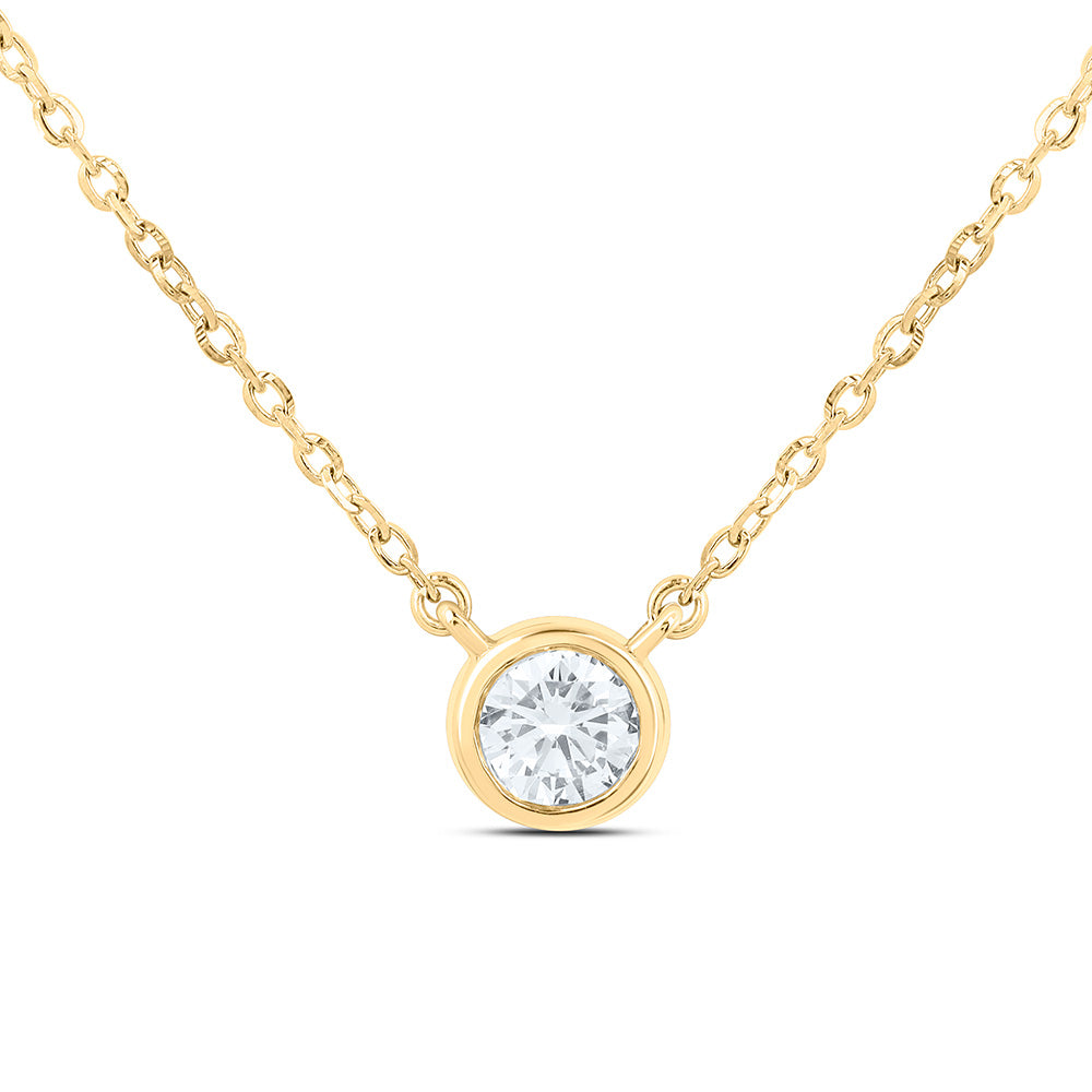 Sterling Silver 1/4 Cttw Lab Grown Diamond Round Bezel Chain Necklace (18 Inch)